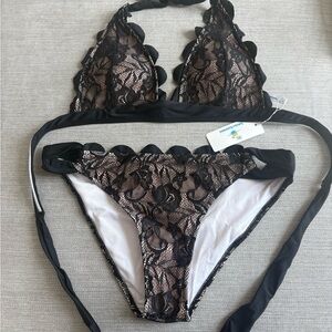 Black Lace Bikini Set